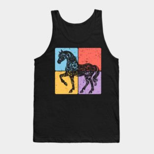 Vintage Horse Silhouette Equestrian Art Tank Top