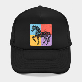 Vintage Horse Silhouette Equestrian Art Hat