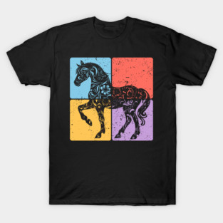 Vintage Horse Silhouette Equestrian Art T-Shirt