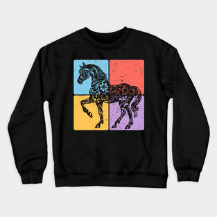 Vintage Horse Silhouette Equestrian Art Crewneck Sweatshirt