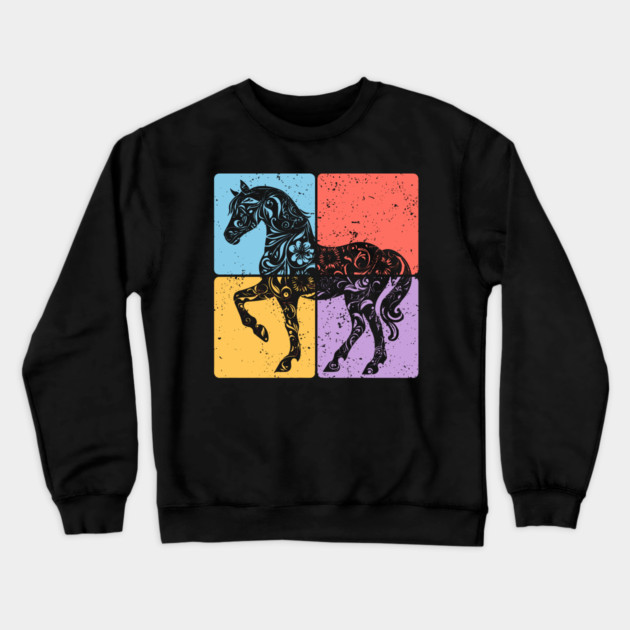 Vintage Horse Silhouette Equestrian Art Crewneck Sweatshirt by TuncGK