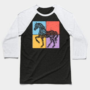 Vintage Horse Silhouette Equestrian Art Baseball T-Shirt