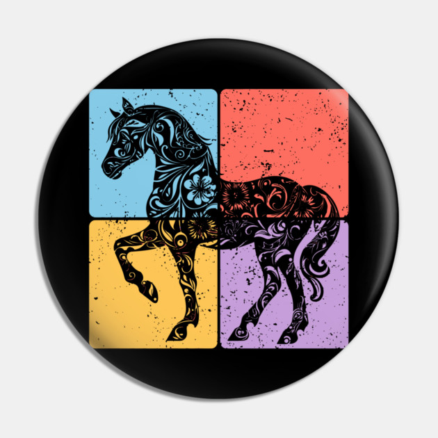 Vintage Horse Silhouette Equestrian Art Pin by TuncGK