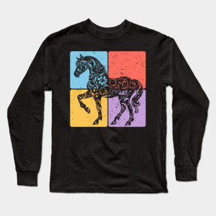 Vintage Horse Silhouette Equestrian Art Long Sleeve T-Shirt
