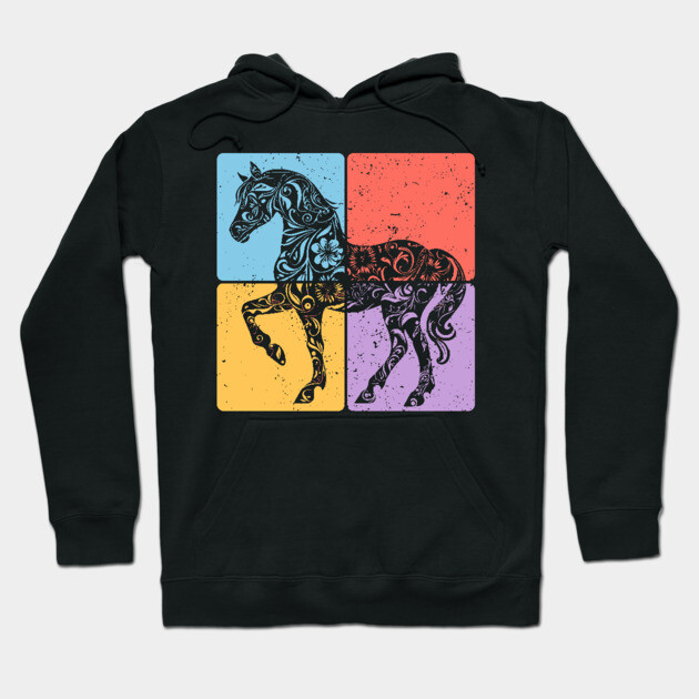 Vintage Horse Silhouette Equestrian Art Hoodie by TuncGK