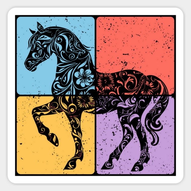Vintage Horse Silhouette Equestrian Art Magnet by TuncGK