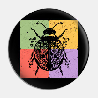 Vintage Ladybug Botanical Nature Art Pin