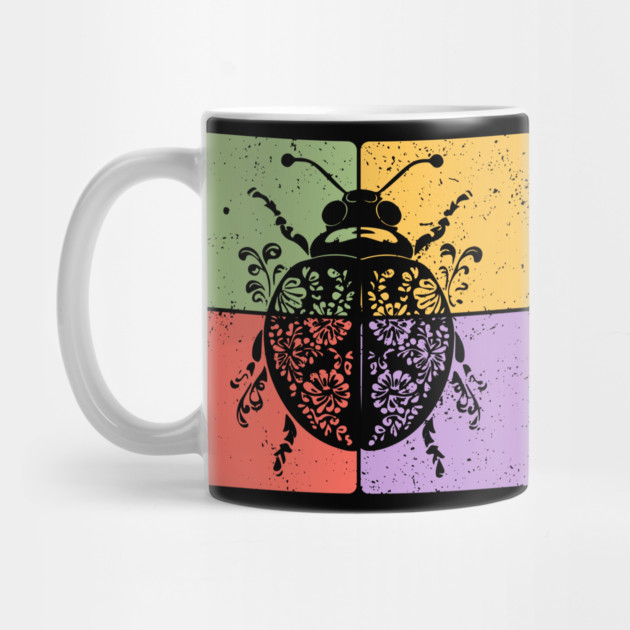 Vintage Ladybug Botanical Nature Art by TuncGK