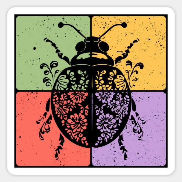 Vintage Ladybug Botanical Nature Art Magnet by TuncGK