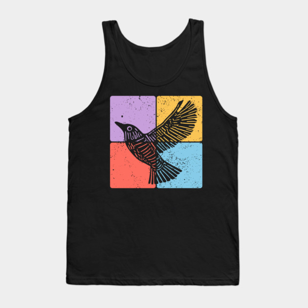 Black Bird Silhouette Retro Wildlife Art Tank Top by TuncGK