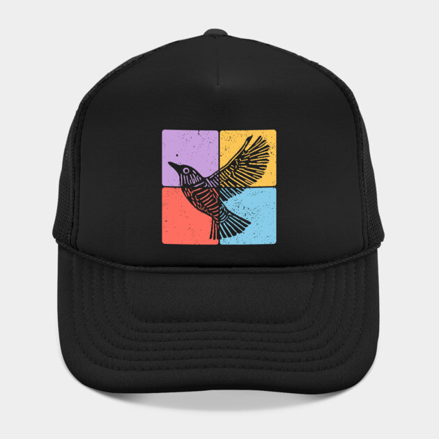 Black Bird Silhouette Retro Wildlife Art by TuncGK
