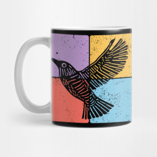 Black Bird Silhouette Retro Wildlife Art Mug