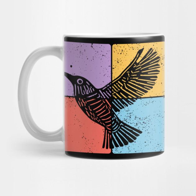 Black Bird Silhouette Retro Wildlife Art by TuncGK