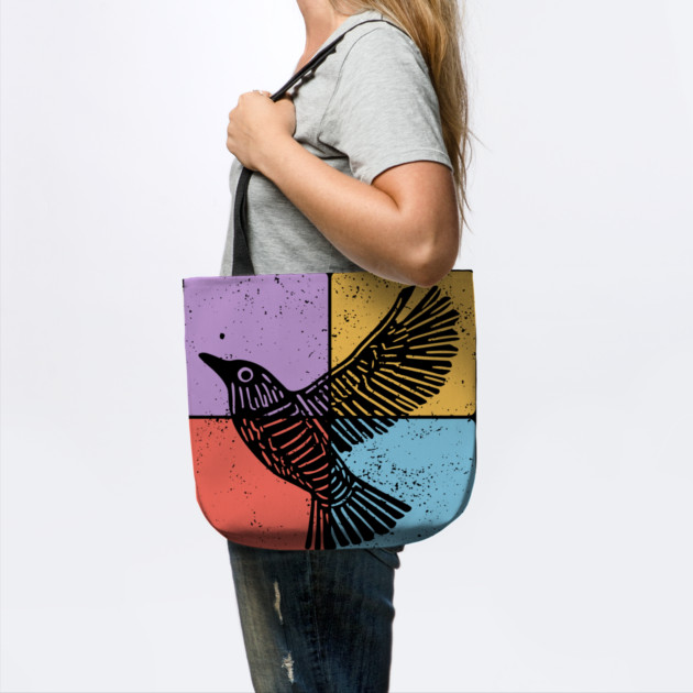 Black Bird Silhouette Retro Wildlife Art by TuncGK