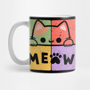 Cute Cat with Glasses and Meow Typography Mug