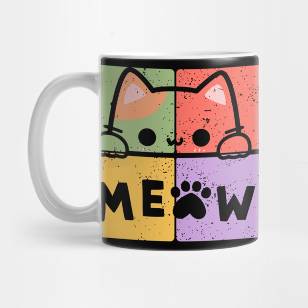 Cute Cat with Glasses and Meow Typography by TuncGK