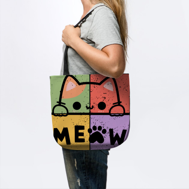 Cute Cat with Glasses and Meow Typography by TuncGK