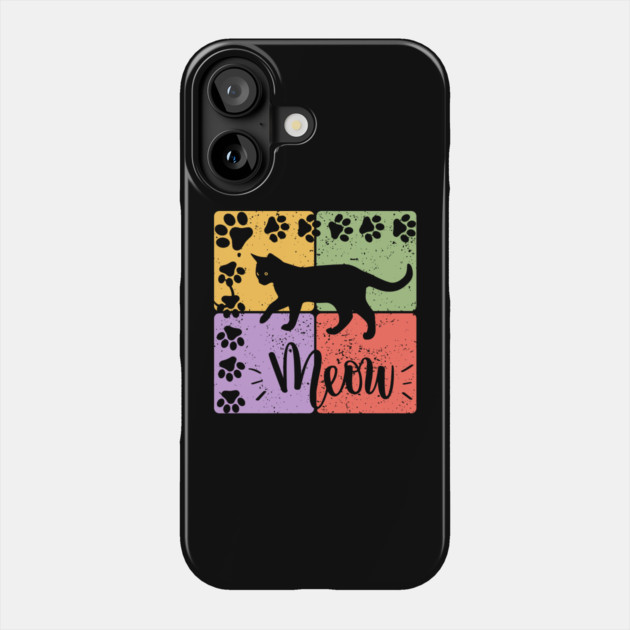 Meow Cat Typography Retro Style Art Phone Case by TuncGK