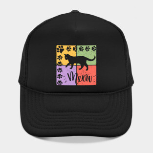 Meow Cat Typography Retro Style Art Hat