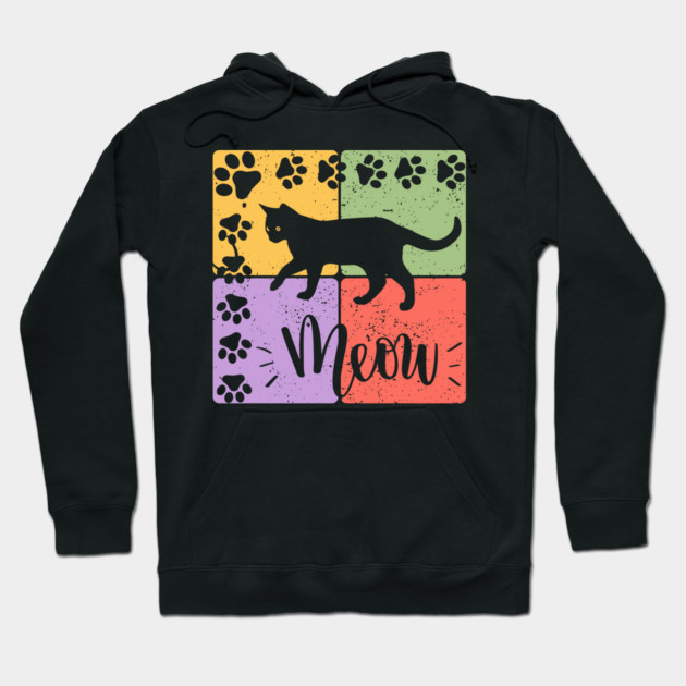 Meow Cat Typography Retro Style Art Hoodie by TuncGK