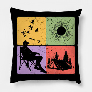 Camping Under the Sun Nature Adventure Art Pillow