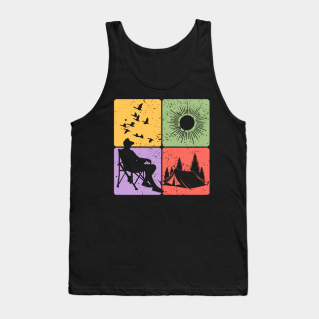 Camping Under the Sun Nature Adventure Art Tank Top by TuncGK