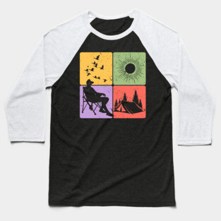 Camping Under the Sun Nature Adventure Art Baseball T-Shirt