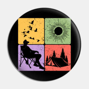 Camping Under the Sun Nature Adventure Art Pin