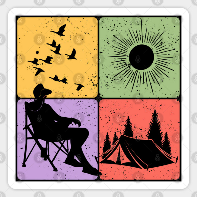 Camping Under the Sun Nature Adventure Art Sticker by TuncGK
