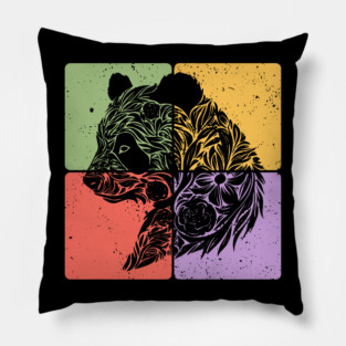 Adorable Panda Silhouette Wildlife Art Pillow