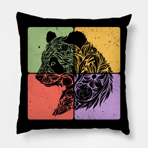 Adorable Panda Silhouette Wildlife Art Pillow by TuncGK
