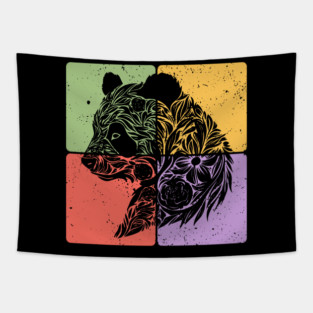 Adorable Panda Silhouette Wildlife Art Tapestry