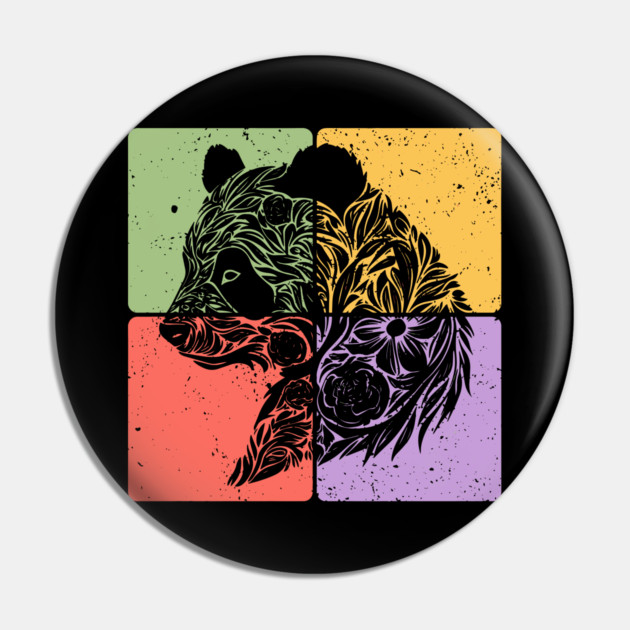 Adorable Panda Silhouette Wildlife Art Pin by TuncGK