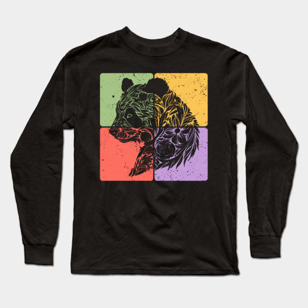 Adorable Panda Silhouette Wildlife Art Long Sleeve T-Shirt by TuncGK