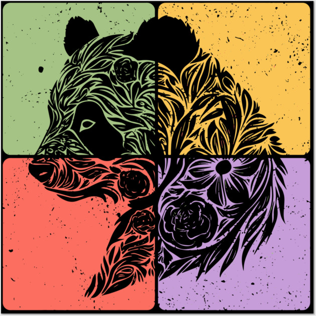 Adorable Panda Silhouette Wildlife Art Wall Art by TuncGK