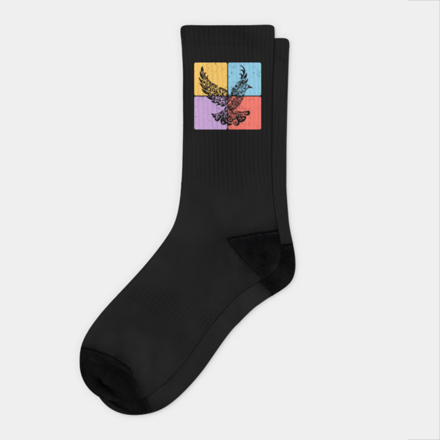 Peaceful Dove in Flight Minimalist Bird Art Socks by TuncGK