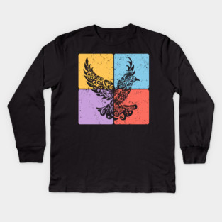 Peaceful Dove in Flight Minimalist Bird Art Kids Long Sleeve T-Shirt