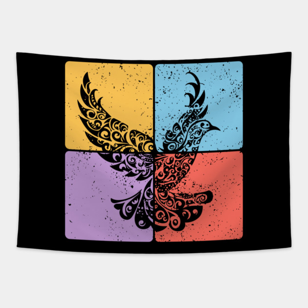 Peaceful Dove in Flight Minimalist Bird Art Tapestry by TuncGK