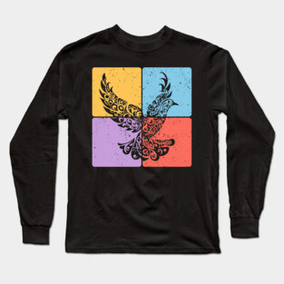 Peaceful Dove in Flight Minimalist Bird Art Long Sleeve T-Shirt