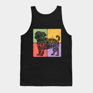 Pug Silhouette Retro Minimalist Dog Art Tank Top