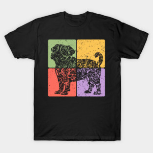 Pug Silhouette Retro Minimalist Dog Art T-Shirt