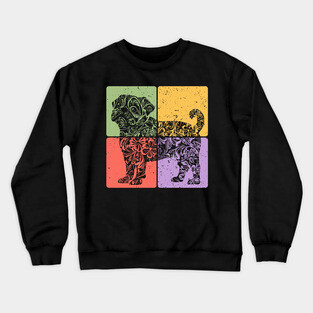 Pug Silhouette Retro Minimalist Dog Art Crewneck Sweatshirt