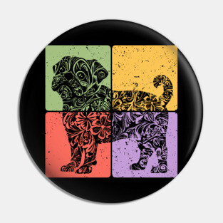 Pug Silhouette Retro Minimalist Dog Art Pin