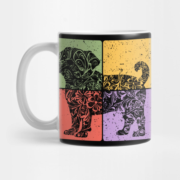 Pug Silhouette Retro Minimalist Dog Art by TuncGK