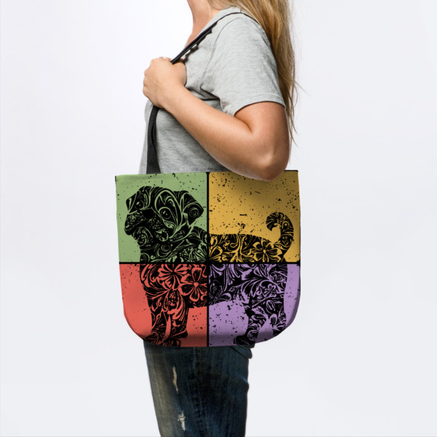 Pug Silhouette Retro Minimalist Dog Art by TuncGK