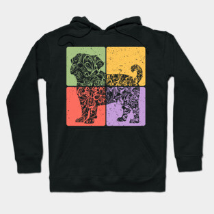 Pug Silhouette Retro Minimalist Dog Art Hoodie