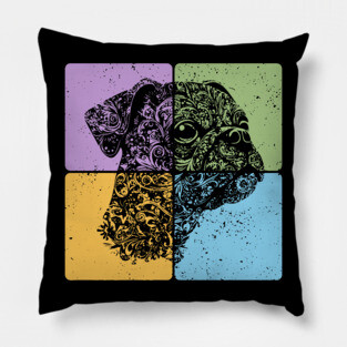 Floral Dog Silhouette Artistic Pet Design Pillow