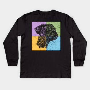 Floral Dog Silhouette Artistic Pet Design Kids Long Sleeve T-Shirt