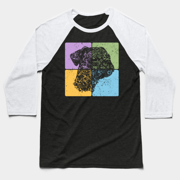 Floral Dog Silhouette Artistic Pet Design Baseball T-Shirt by TuncGK