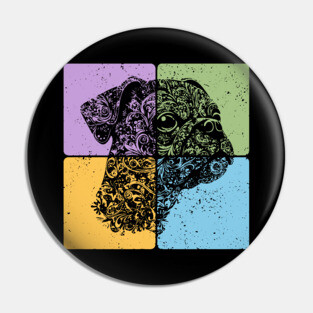 Floral Dog Silhouette Artistic Pet Design Pin